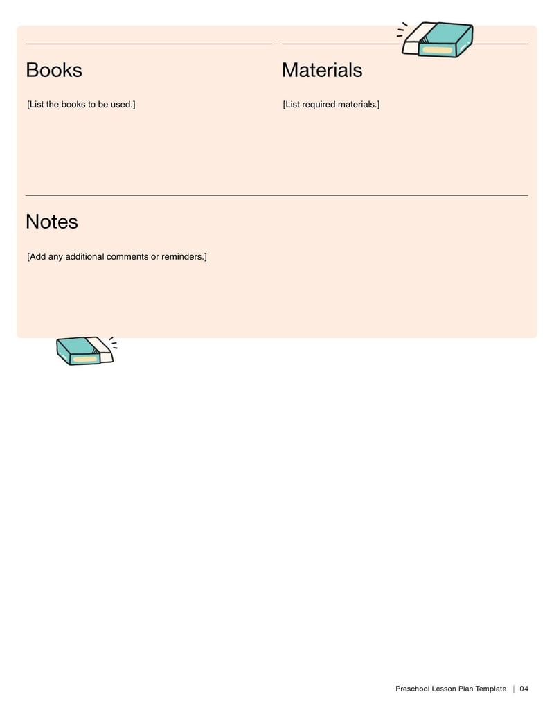 Weekly Preschool Lesson Plan Template for planning weekly lessons tailored to preschool students