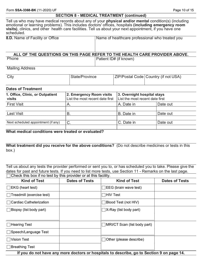 Large thumbnail of Form SSA 3368 BK - Nov 2020