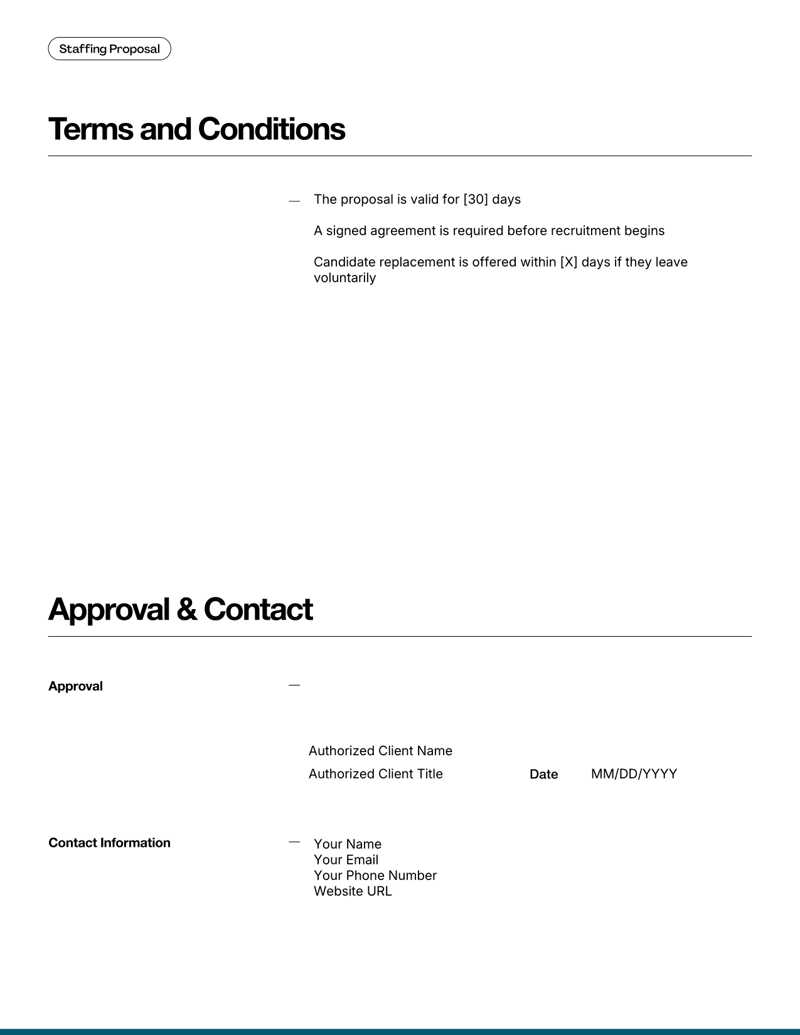 Staffing Proposal Template for agencies presenting workforce solutions to clients