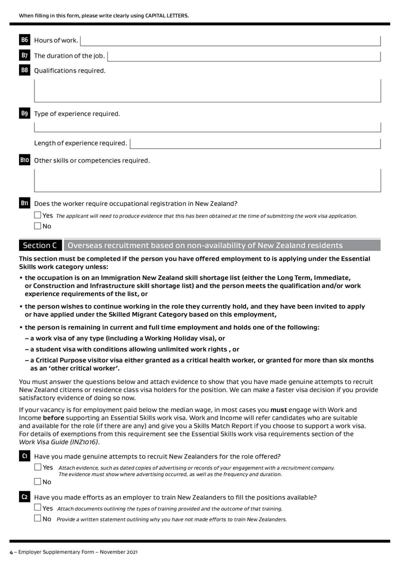 Large thumbnail of INZ 1113 Employer Supplementary Form - Jun 2022