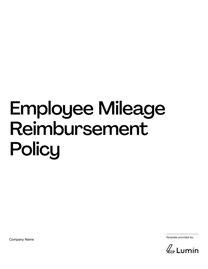 Employee Mileage Reimbursement Policy template describing eligibility, rate, documentation and claim procedures