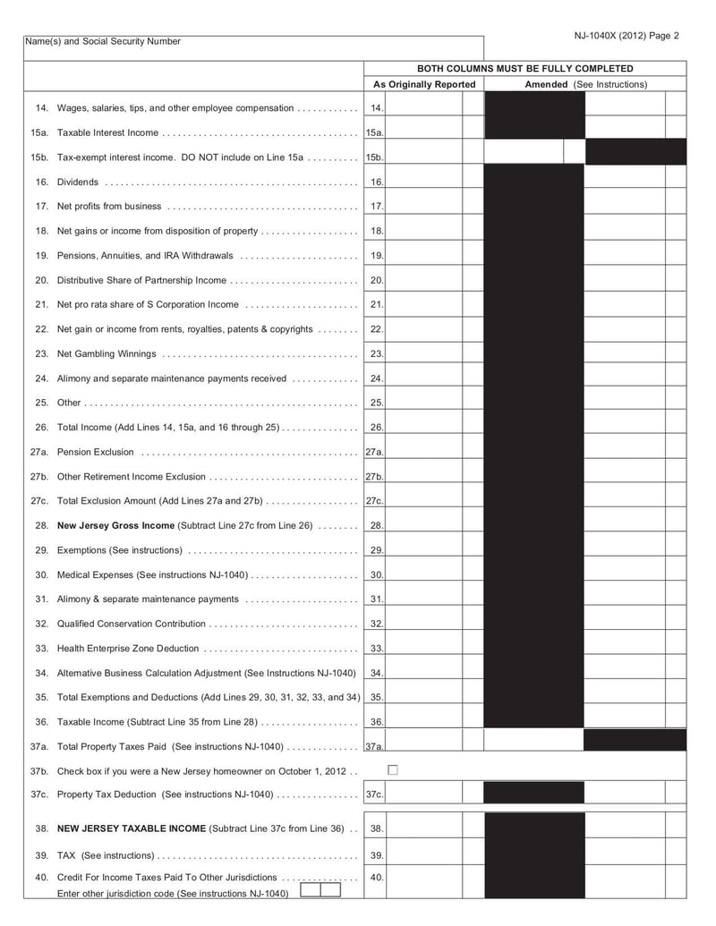 Large thumbnail of Form NJ-1040-X - Dec 2013