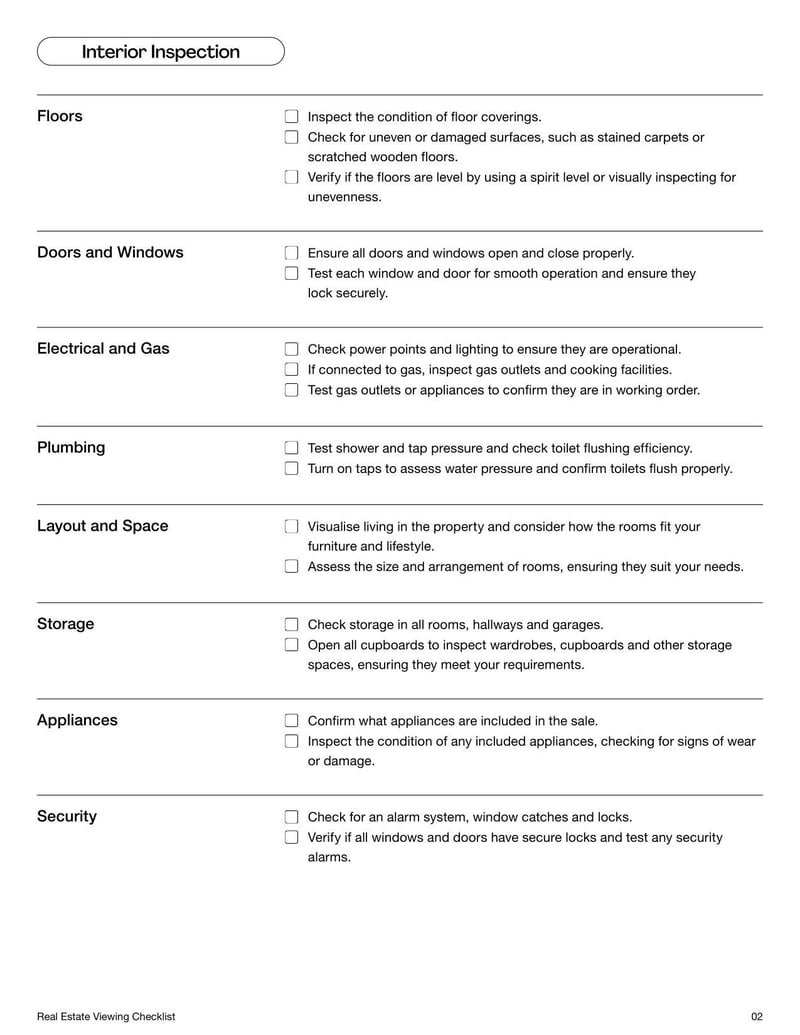 Real Estate Viewing Checklist for New Zealand to assess properties before renting or buying