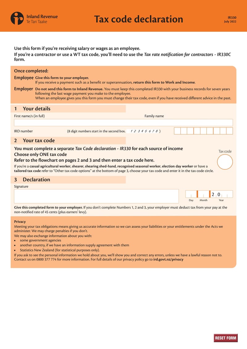 Large thumbnail of Form IR330 - Jul 2022