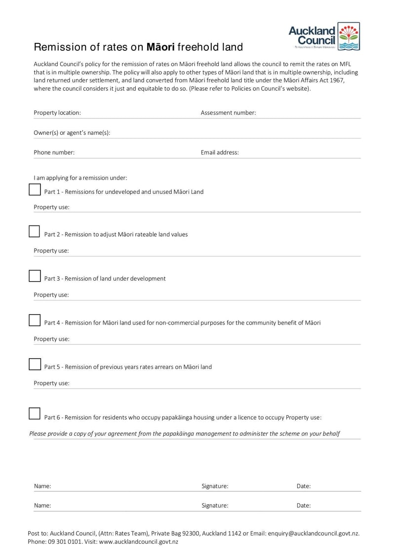 Large thumbnail of Remission of Rates on Māori Freehold Land Application Form - Aug 2022