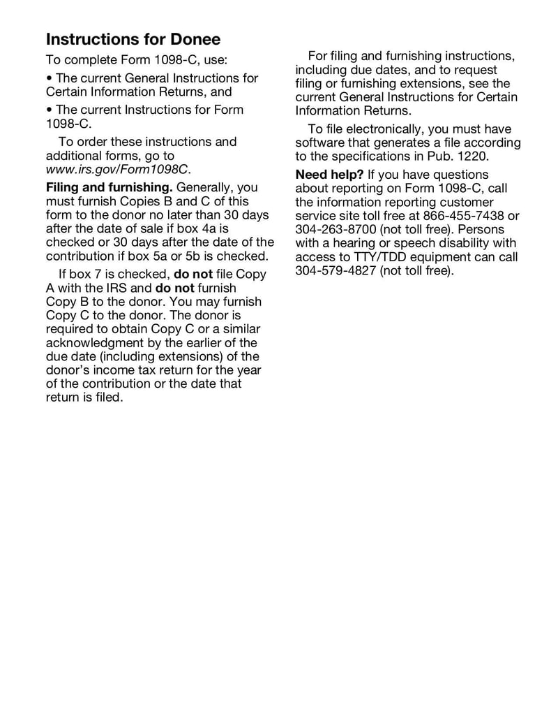 Large thumbnail of Form 1098-C - Nov 2019