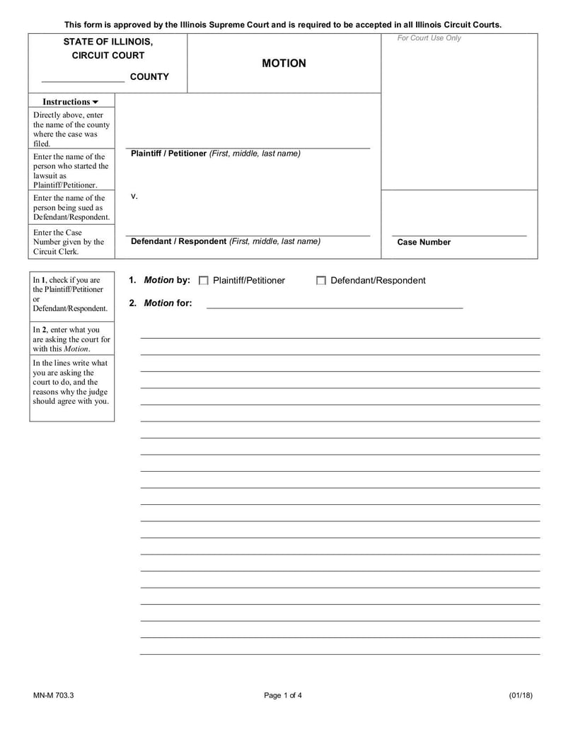 Large thumbnail of Circuit Court County Motion Form - Jan 2018
