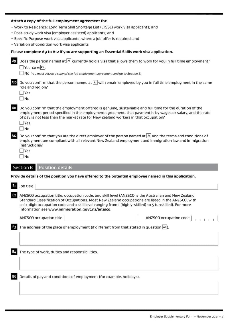 Large thumbnail of INZ 1113 Employer Supplementary Form - Jun 2022