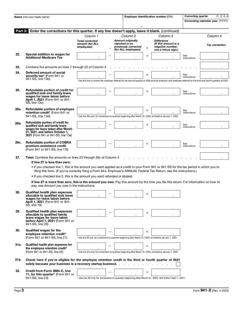 Large thumbnail of Form 941-X - Apr 2022