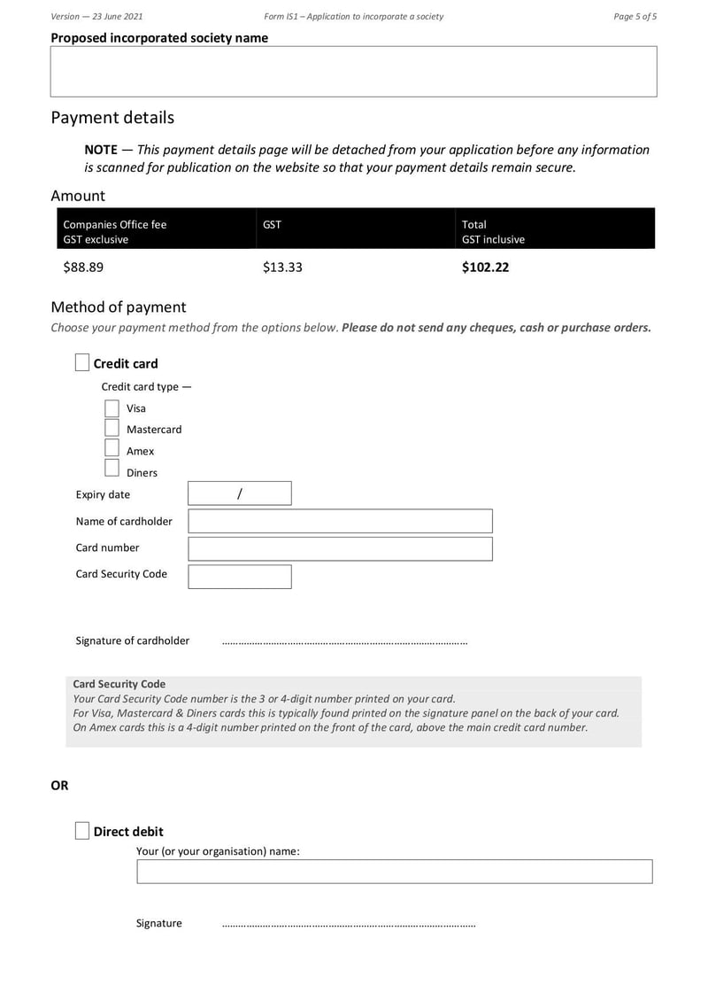 Large thumbnail of Form IS1 Application to Incorporate a Society - Jun 2021