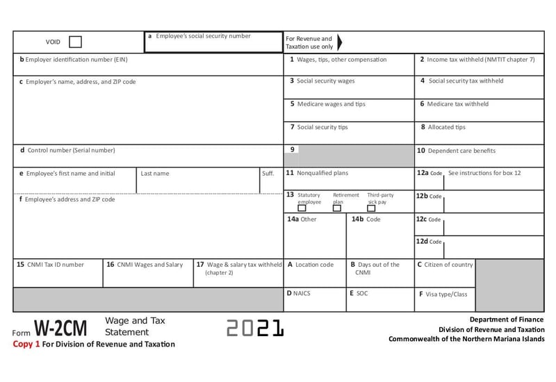 Large thumbnail of Form W-2CM Wage and Tax Statement - Oct 2021