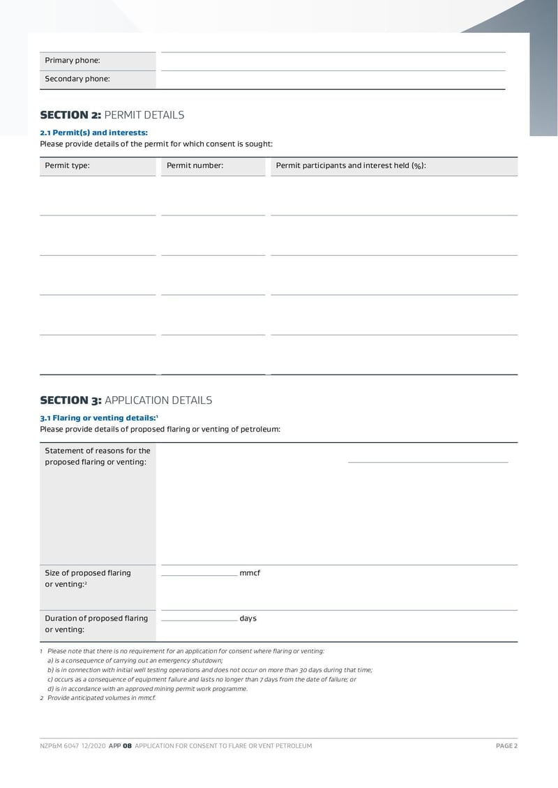 Large thumbnail of Form 08 Application for for Consent to Fare or Vent Petroleum - Dec 2020