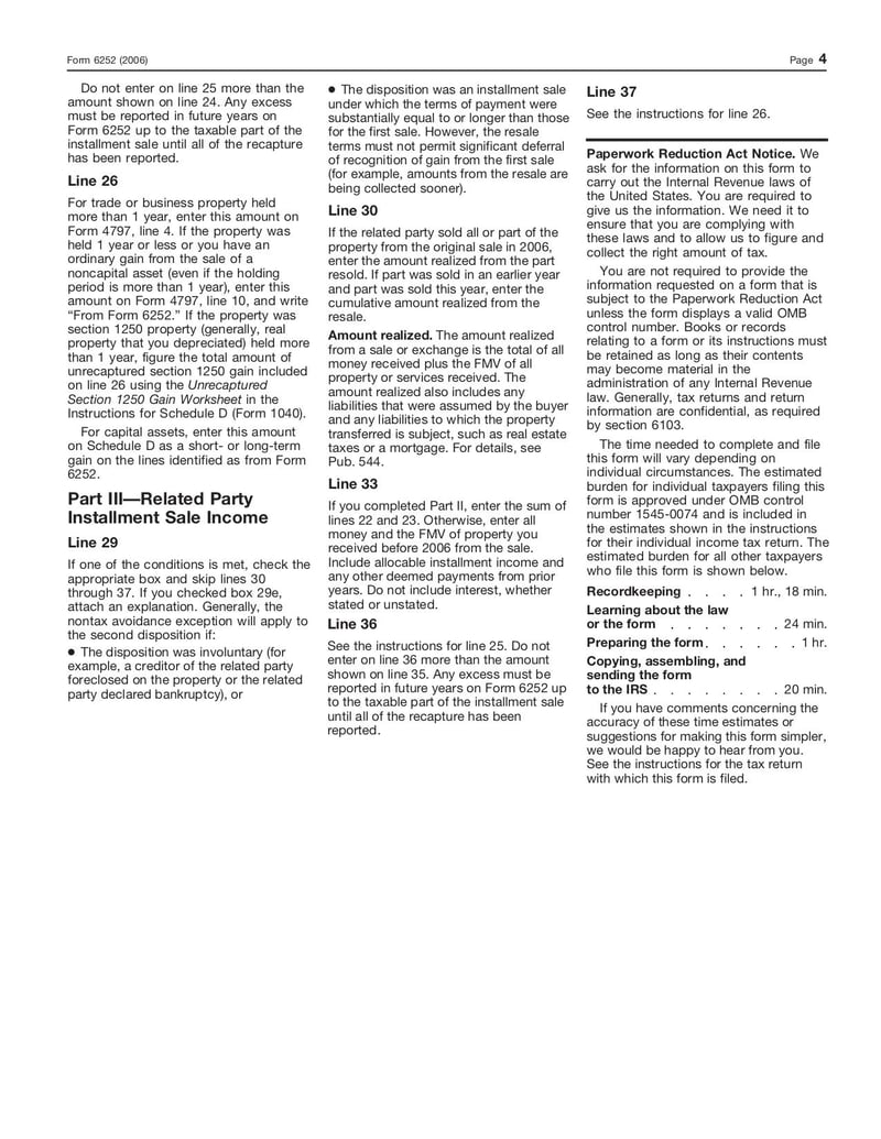 Thumbnail of Form 6252 - Nov 2008 - page 3