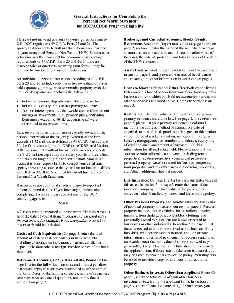 Large thumbnail of Personal Net Worth Statement - Nov 2014