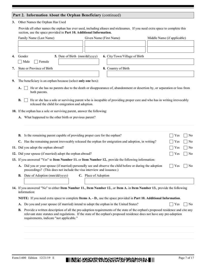 Thumbnail of Form I-600 - Dec 2021 - page 6