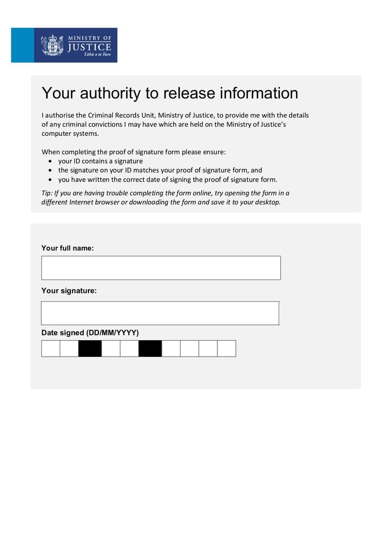 Thumbnail of Authority to Release Information Form - Jun 2021 - page 0