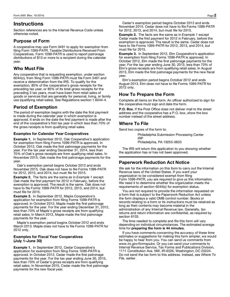 Large thumbnail of Form 3491 - Oct 2014