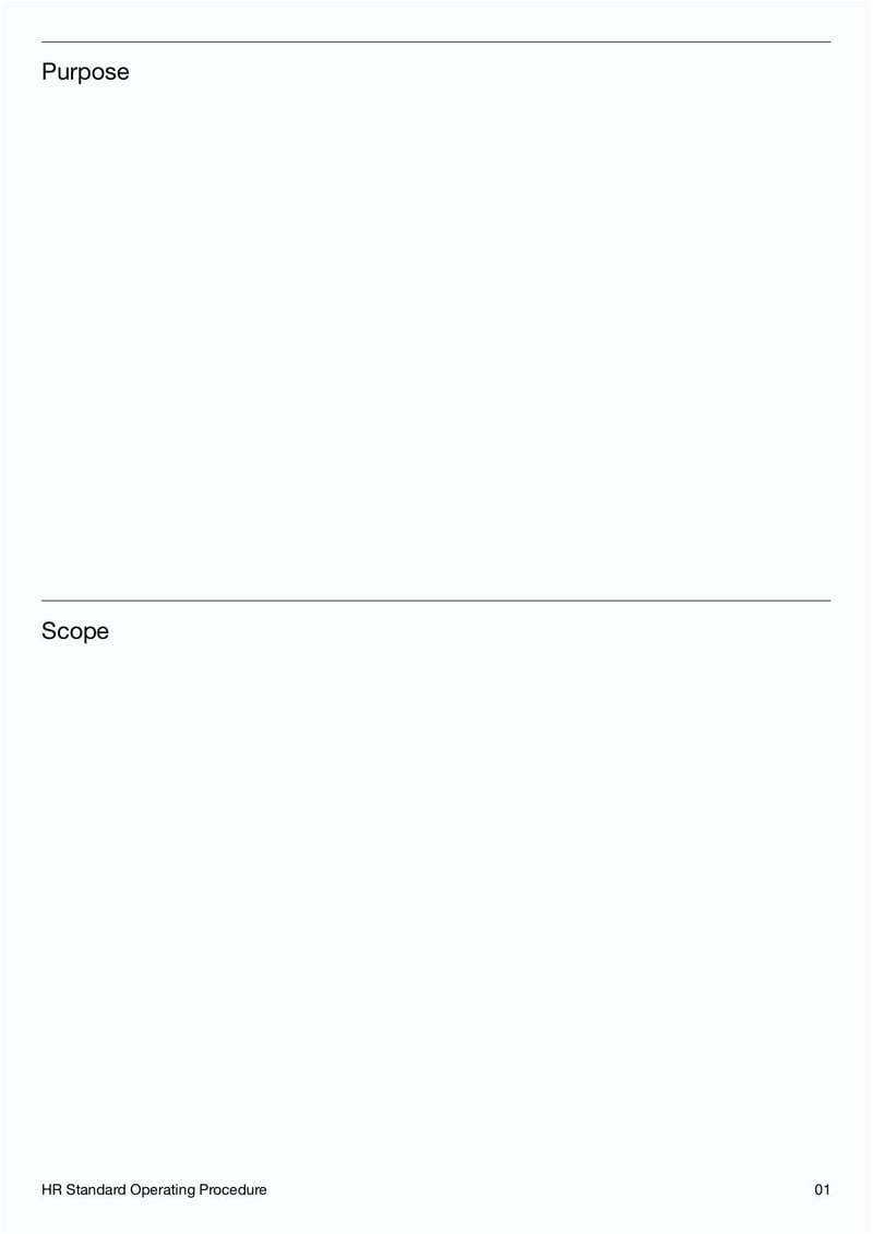 HR Standard Operating Procedure Template for establishing employee policies and procedures