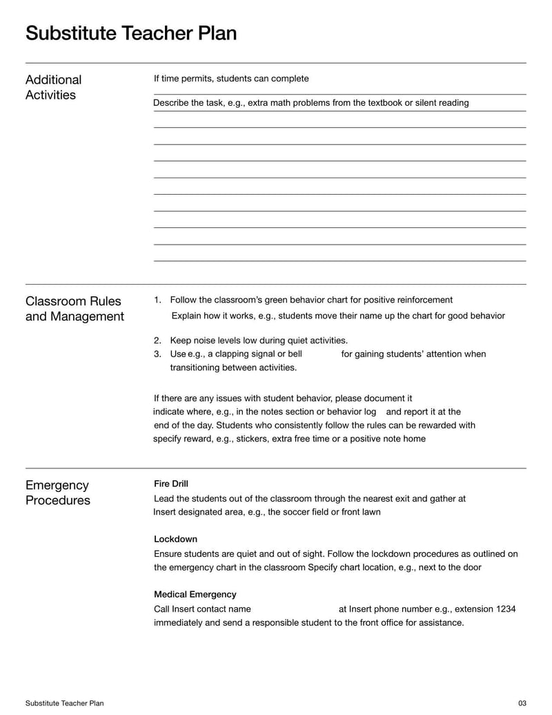 Large thumbnail of Substitute Teacher Plan