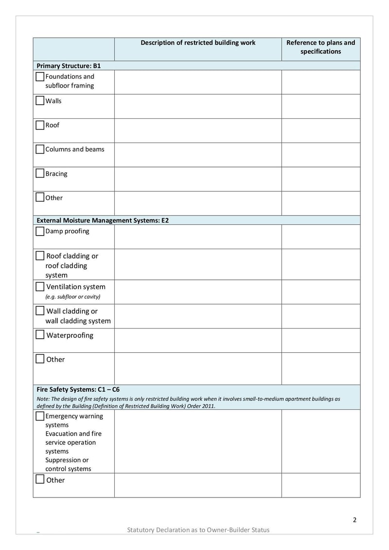 Large thumbnail of Form 2B Statutory Declaration of Owner Builder - Oct 2022