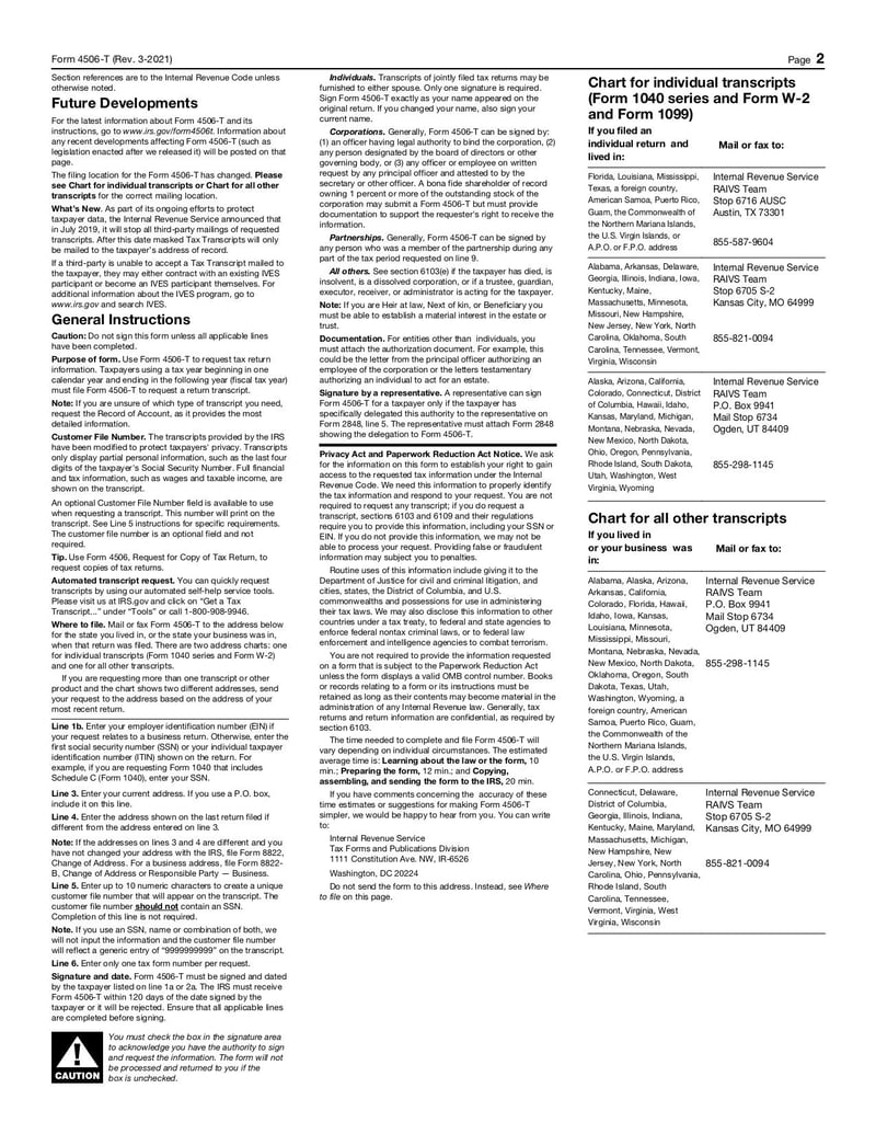 Large thumbnail of Form 4506-T - Mar 2021