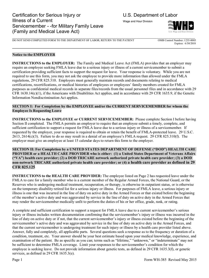 Large thumbnail of Form WH-385 - May 2015