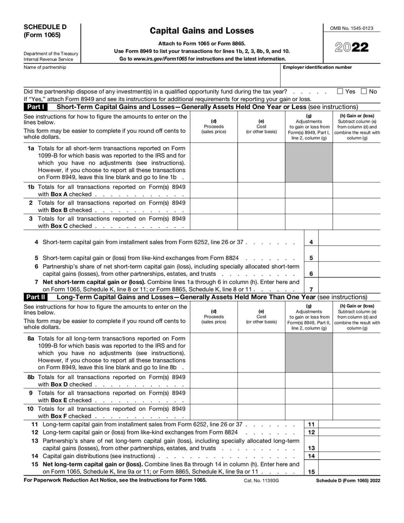Large thumbnail of Schedule D (Form 1065) - Jan 2022