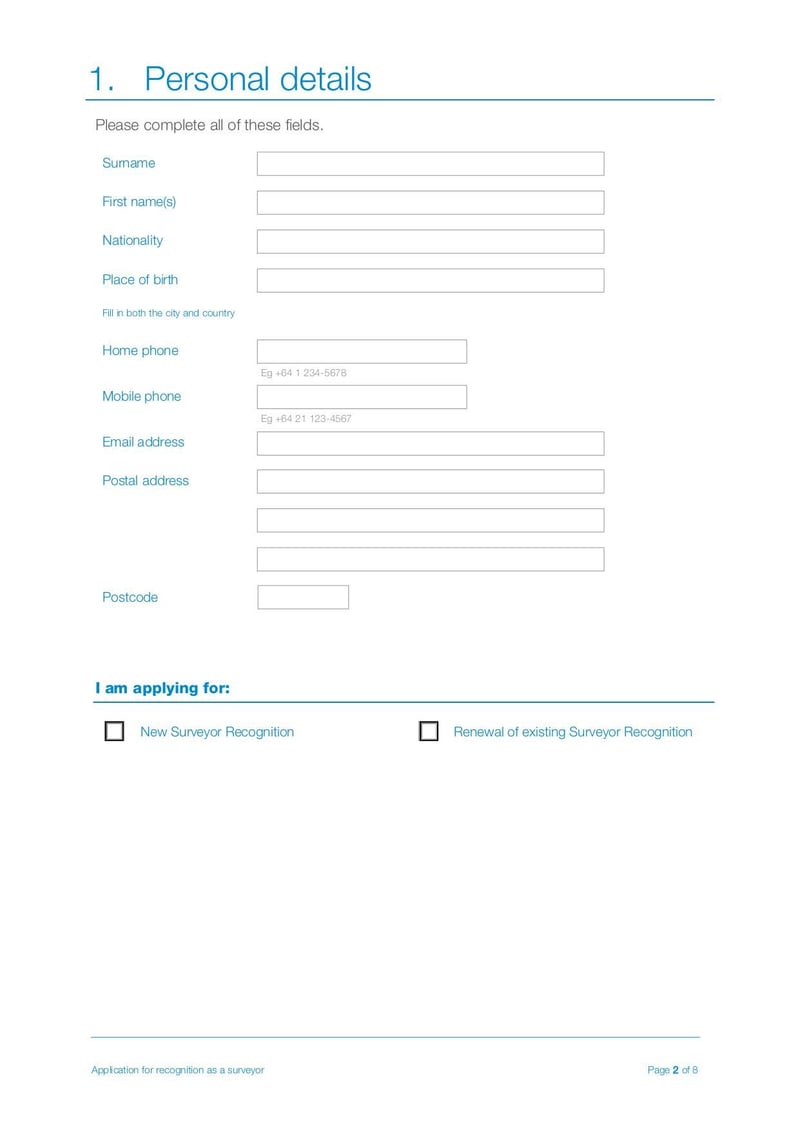 Large thumbnail of Application New or Renewal of Recognition as a Surveyor MNZ Form - Jan 2023