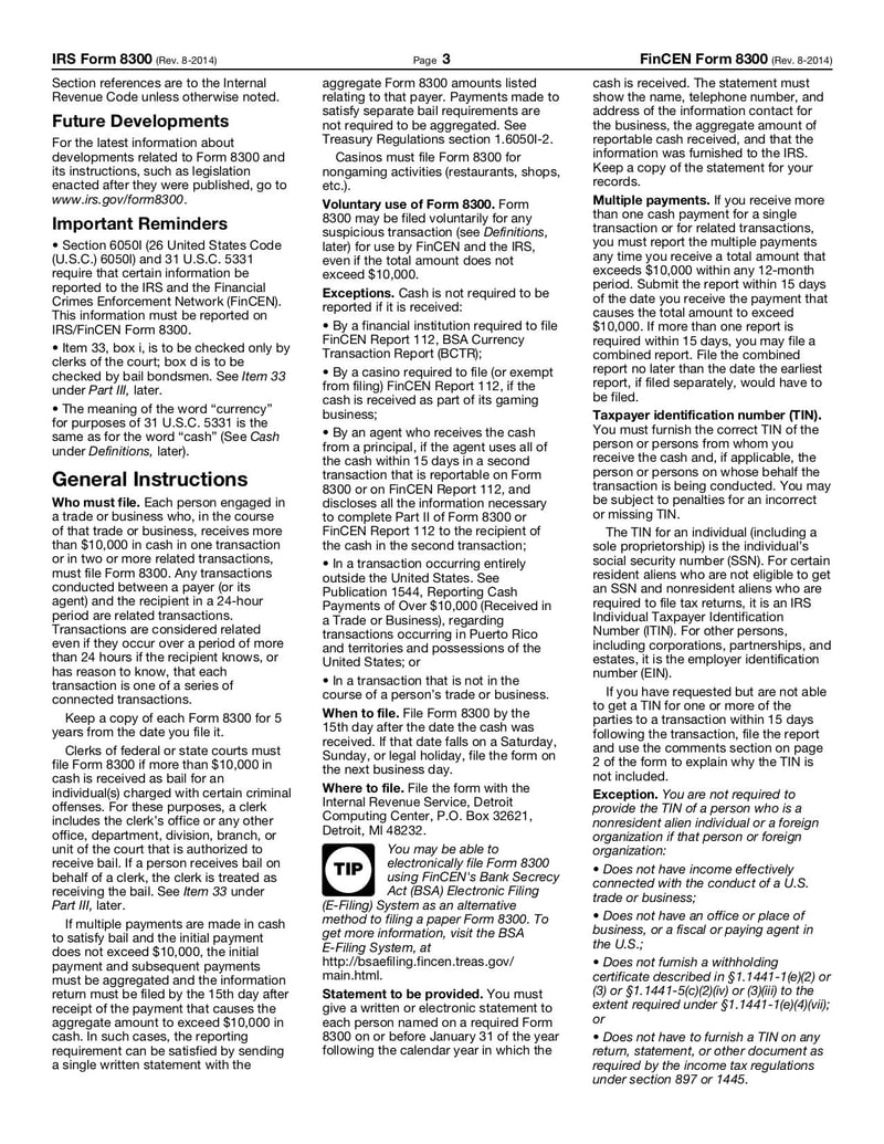 Large thumbnail of Form 8300 - Aug 2014