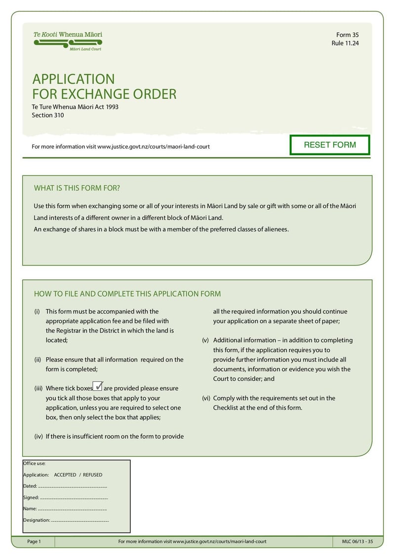Large thumbnail of MLC Form 35 Application For Exchange Order - Oct 2015