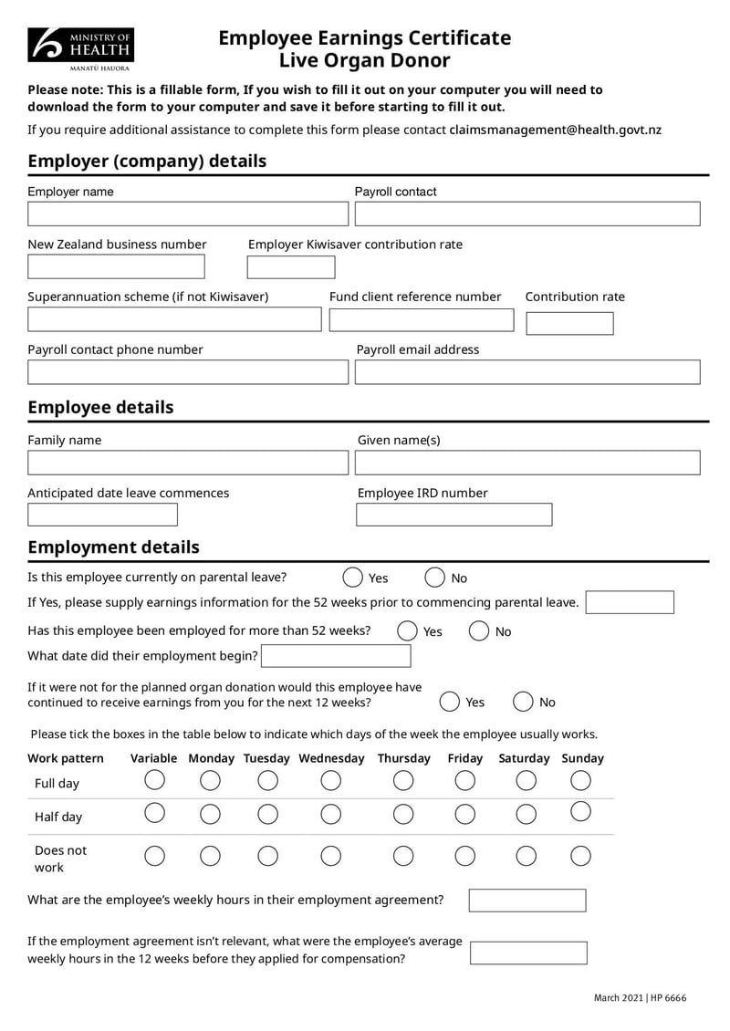 Large thumbnail of Employee Earnings Certificate Live Organ Donor - Mar 2021