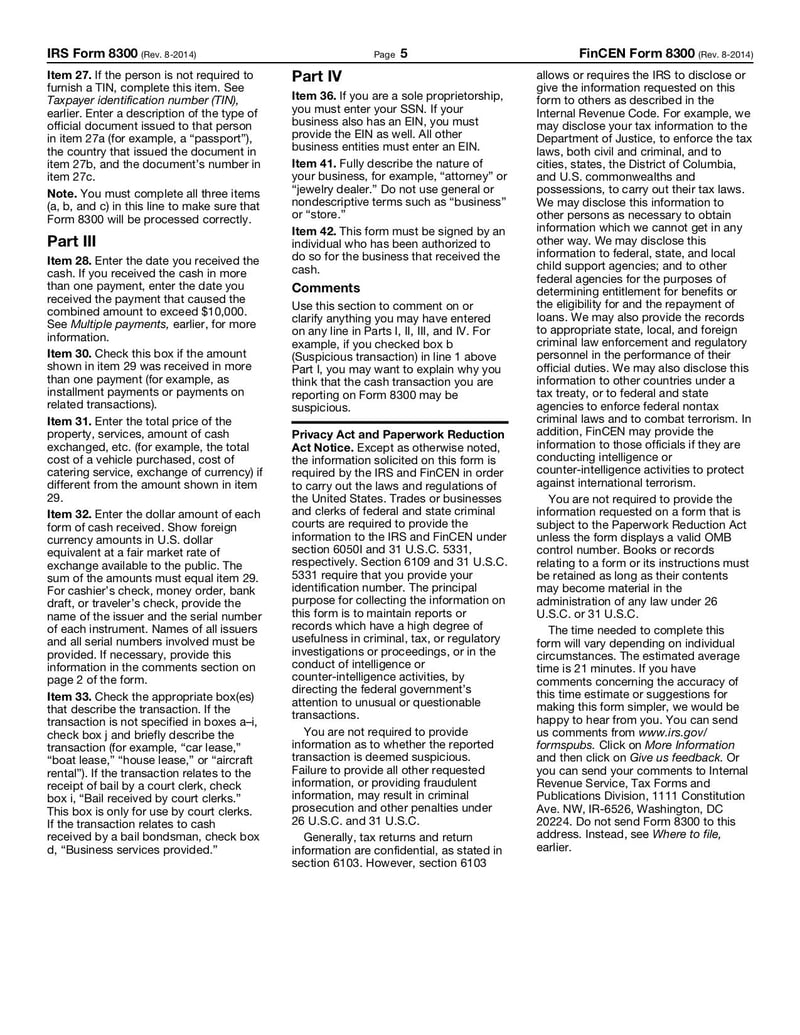 Large thumbnail of Form 8300 - Aug 2014