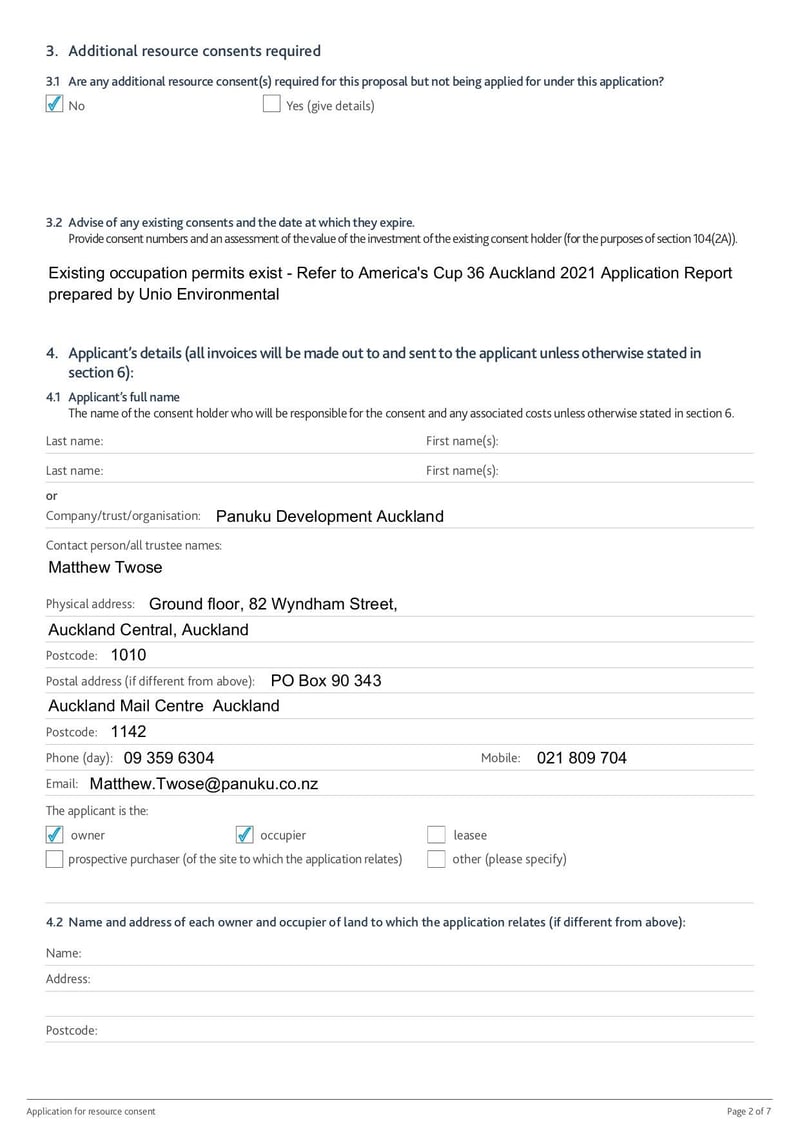 Large thumbnail of Application for Resource Consent Form - Jan 2018