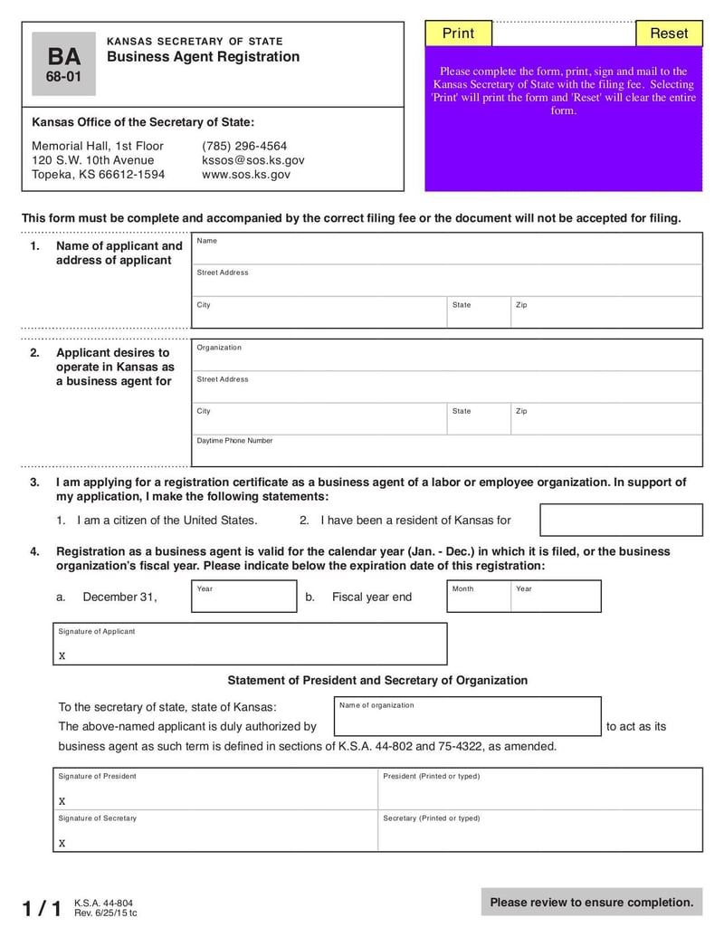 Large thumbnail of Business Agent Registration Instructions 68-01 - Jul 2015