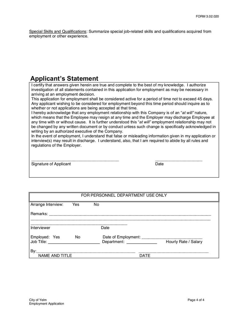 Large thumbnail of City of Yelm Application for Employment (Form 3.02.020) - Mar 2018