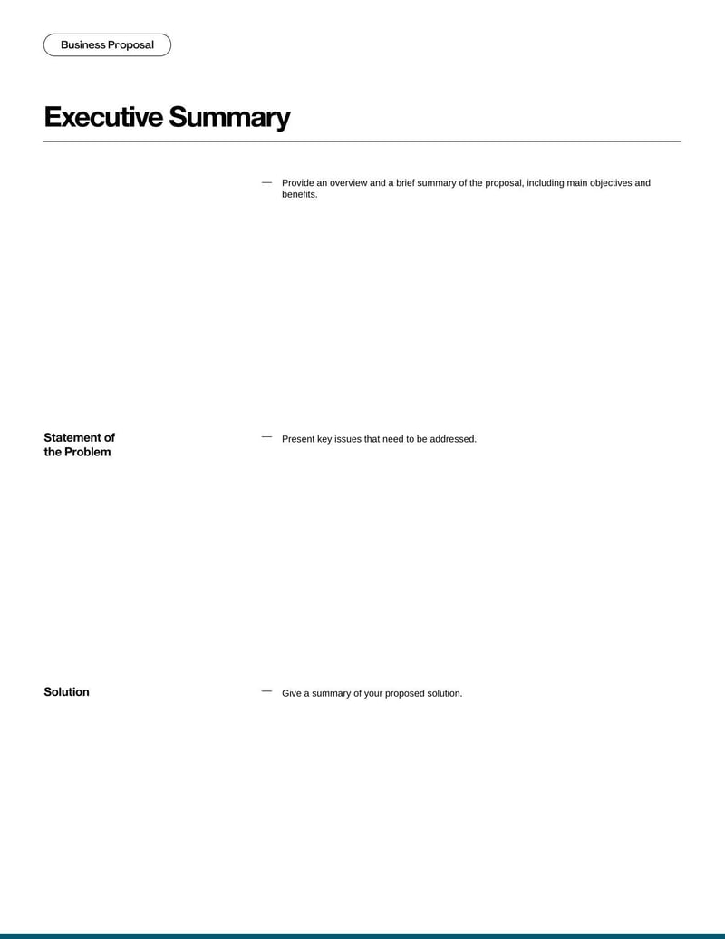 Business Proposal for presenting a business idea, goals, and plan to stakeholders