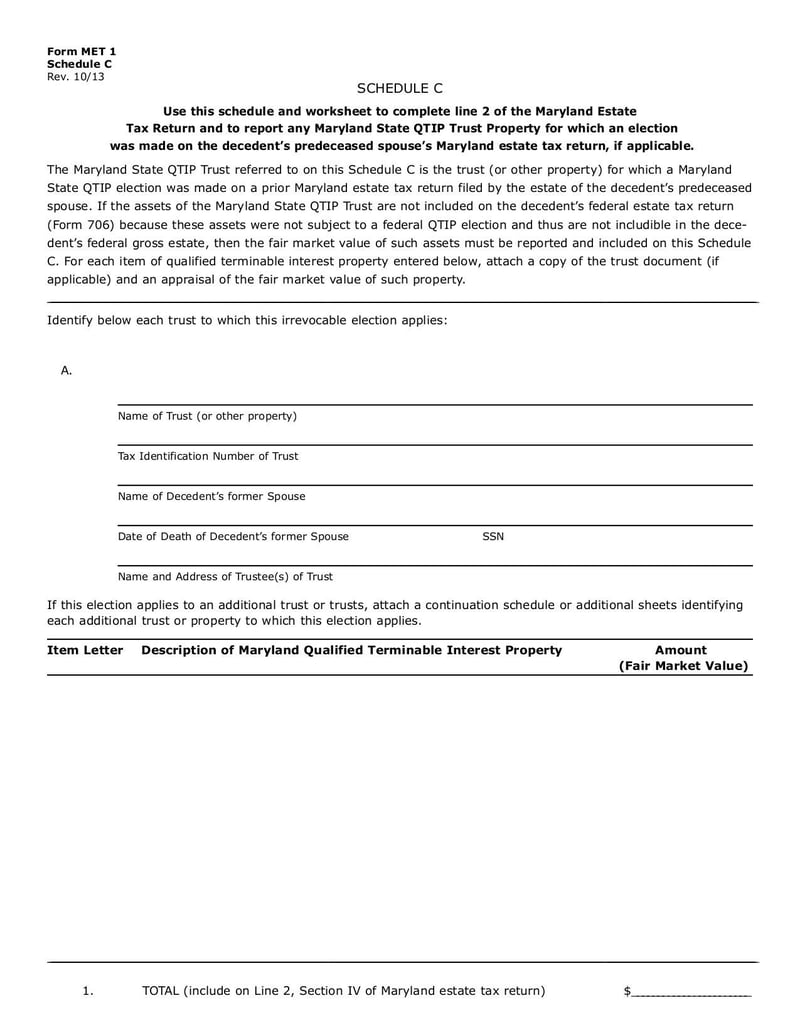 Large thumbnail of Maryland Estate Tax Return (MET-1) - Sep 2017