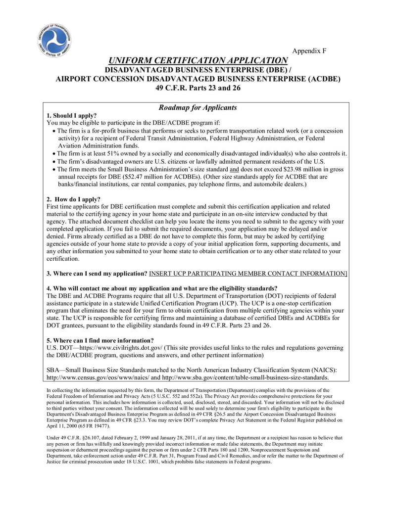 Large thumbnail of Alaska Unified Certification Program (UCP) Application - Nov 2014