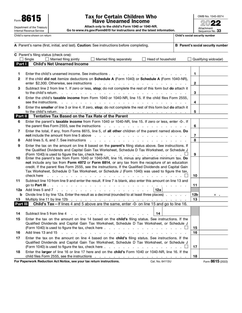 Large thumbnail of Form 8615 - Nov 2022