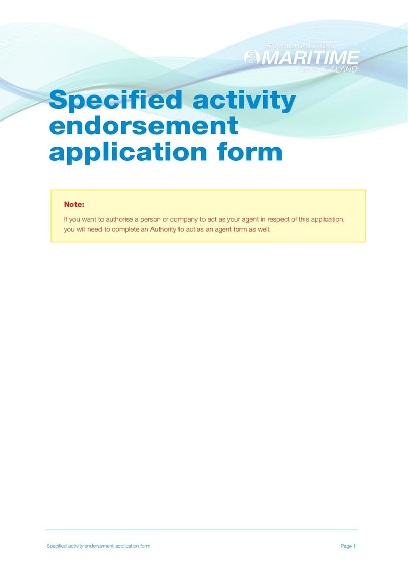 Large thumbnail of Specified Activity Endorsement Application Form - Jun 2019
