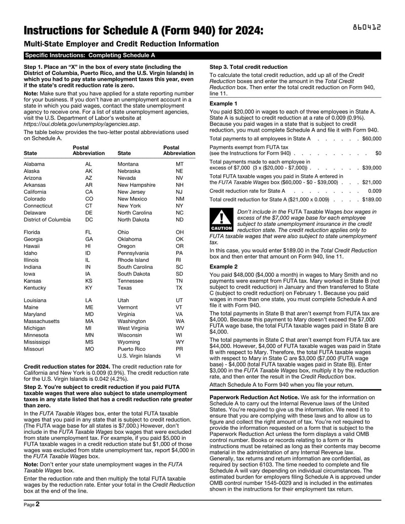 Large thumbnail of Schedule A (Form 940) - 2024