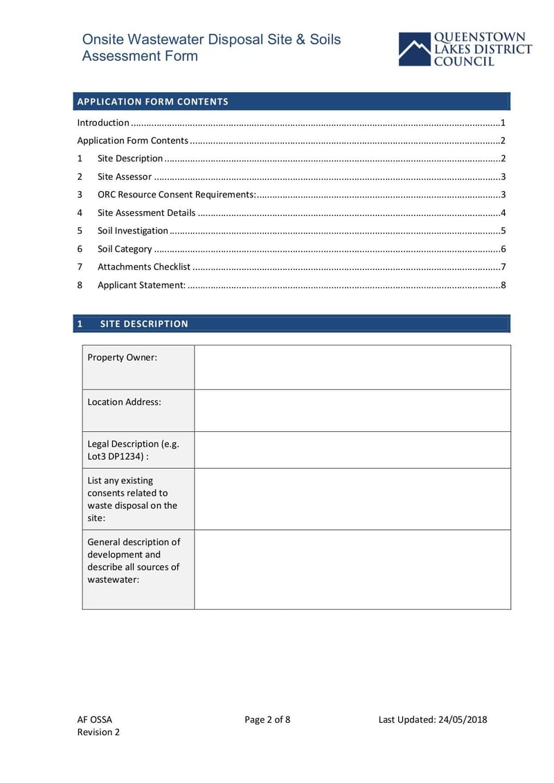 Large thumbnail of AF Ossa Onsite Watewater Disposal Site Soils Assessment Form Rev 2 - May 2018