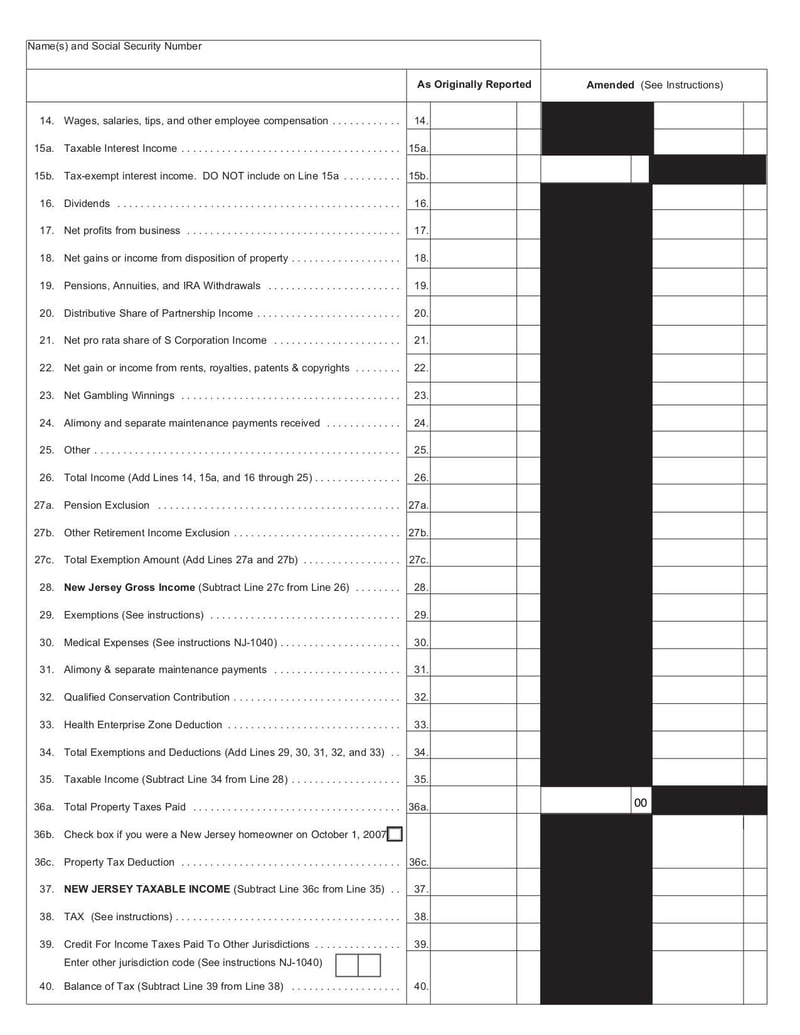 Large thumbnail of Form NJ-1040X - Sep 2010