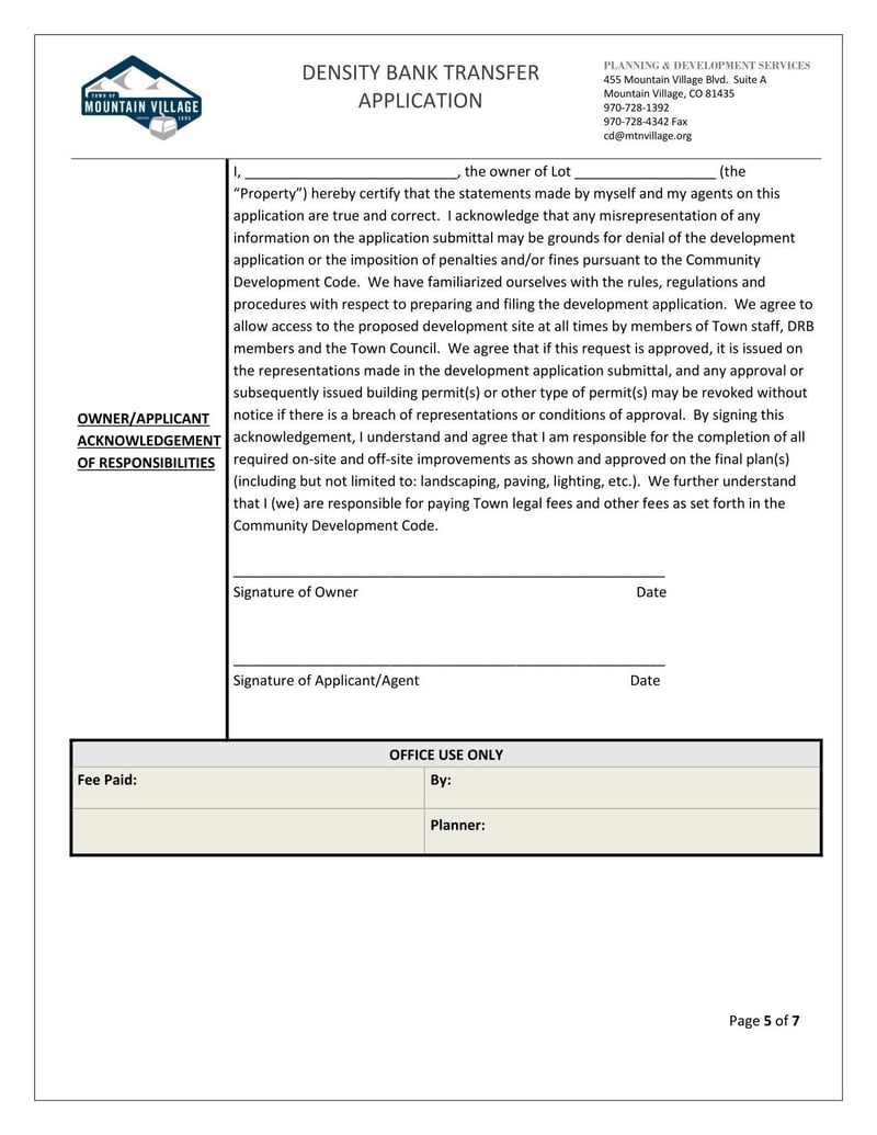 Large thumbnail of Mountain Village Density Bank Transfer Application (2018)