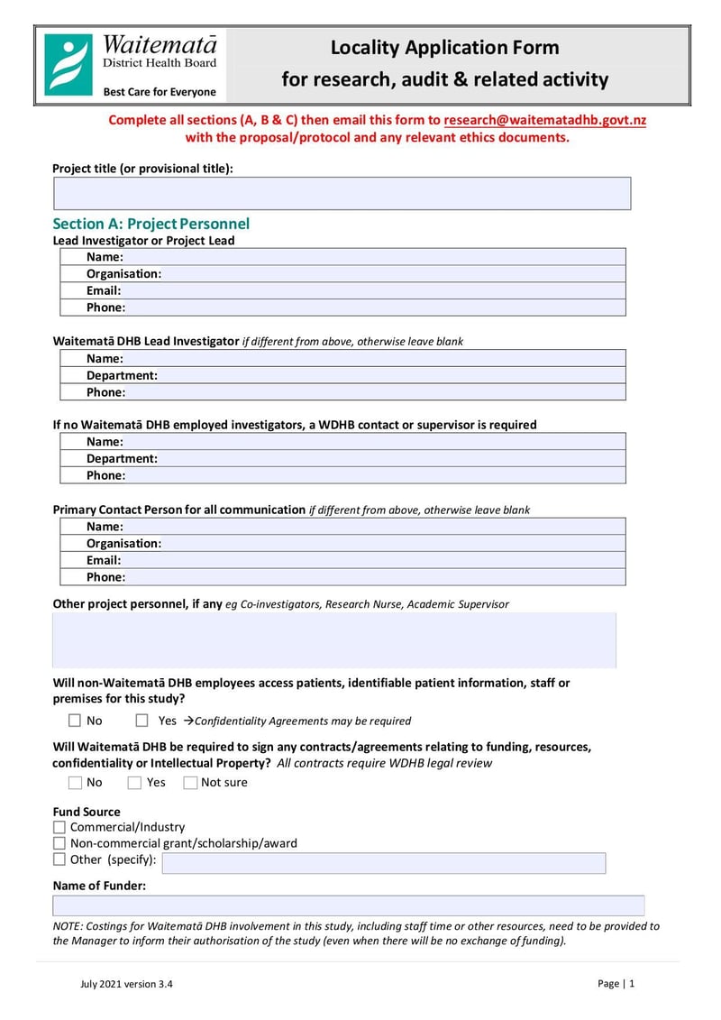 Large thumbnail of WDHB Locality Application Form for Research, Audit and Related Activity - Aug 2022