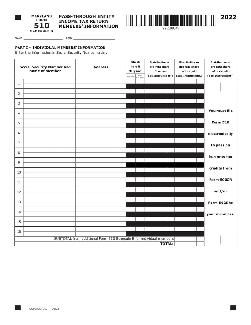 Large thumbnail of Maryland Form 510 - Jan 2023