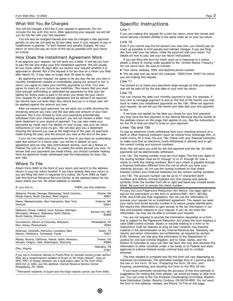 Large thumbnail of Form 9465 - Dec 2003