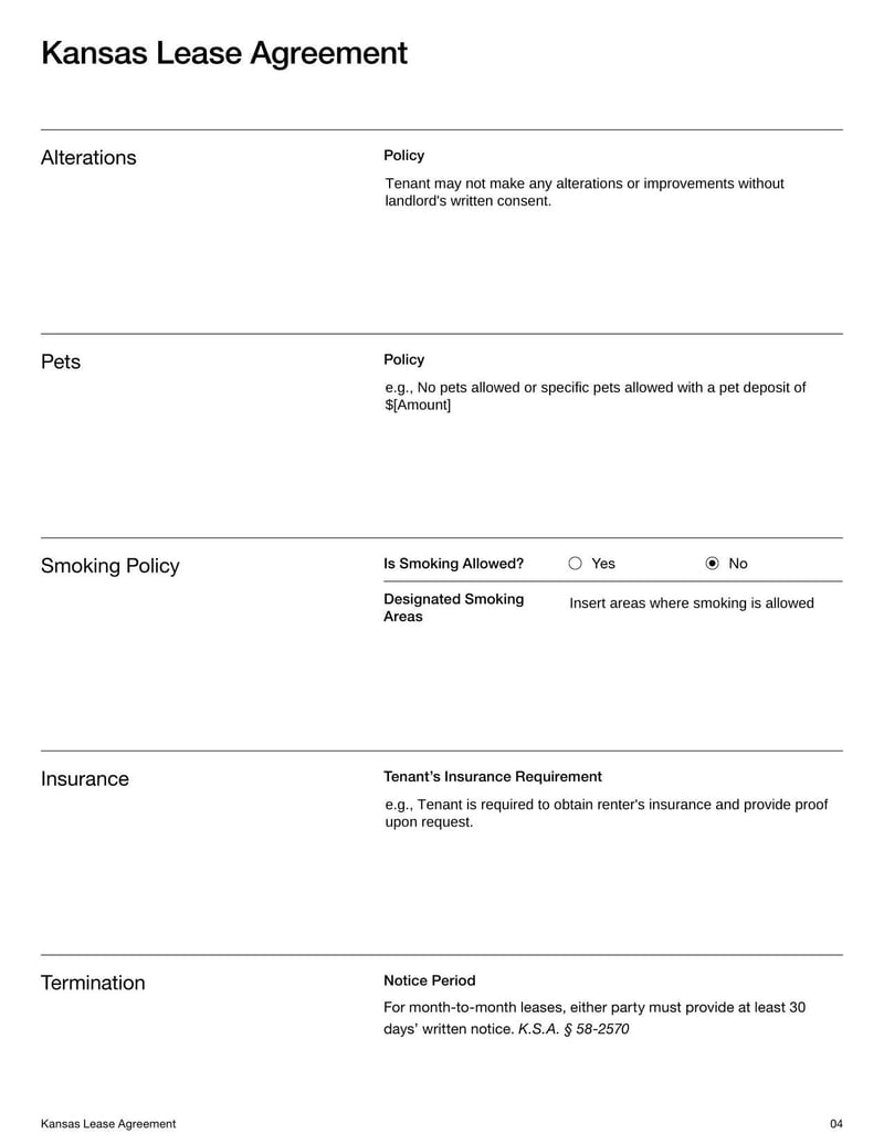 Large thumbnail of Kansas Lease Agreement Template