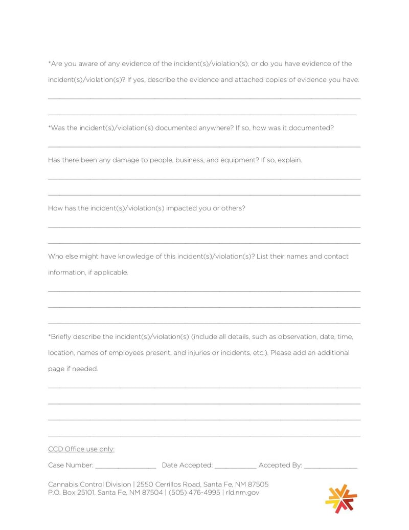 Large thumbnail of Cannabis Control Complaint Form - Sep 2021