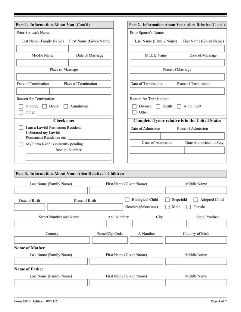 Large thumbnail of Form I-929 - Aug 2021